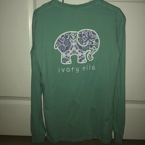Medium Ivory Ella Teal and Purple Long Sleeve Tee